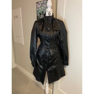 black shiney y2k peacoat